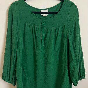 Maeve by Anthropologie Women's Medium Green Rayon Blouse Great Condition